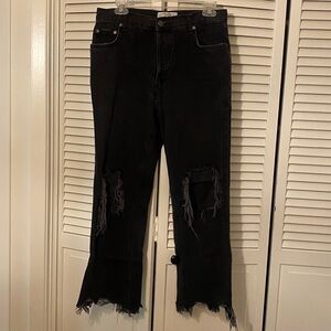 NWOT We The Free Bren Boyfriend Jean in Black Magic High Waist 28